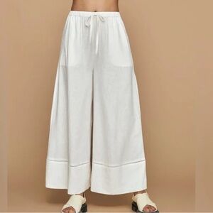 Carbon38 wide leg linen blend‎ pants white size small women’s high waisted